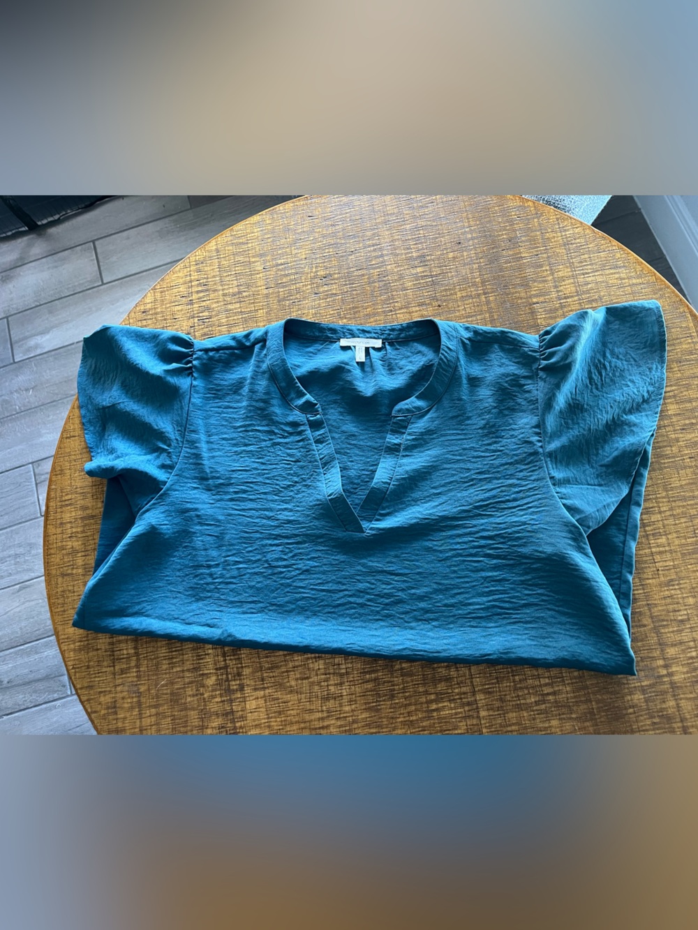 Maurices Teal V-Neck Flutter Sleeve Blouse